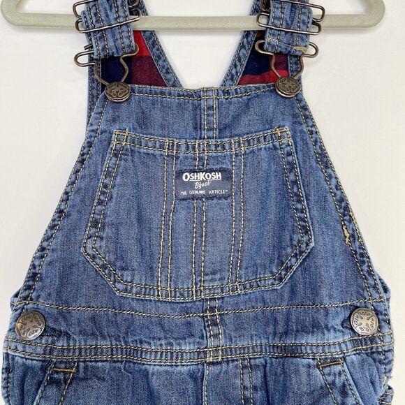 OshKosh B'gosh Plaid Overalls Kids 2T Dark Wash Flannel Lined Toddler Photos - Picture 4 of 14